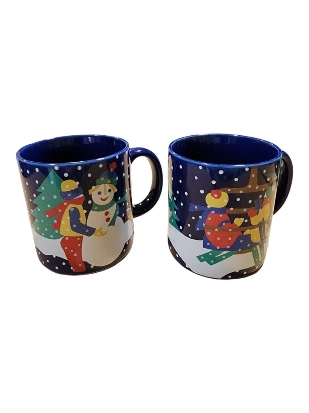 Vtg 1989 Lillian Vernon Japan Holiday Christmas coffee mug set of 2